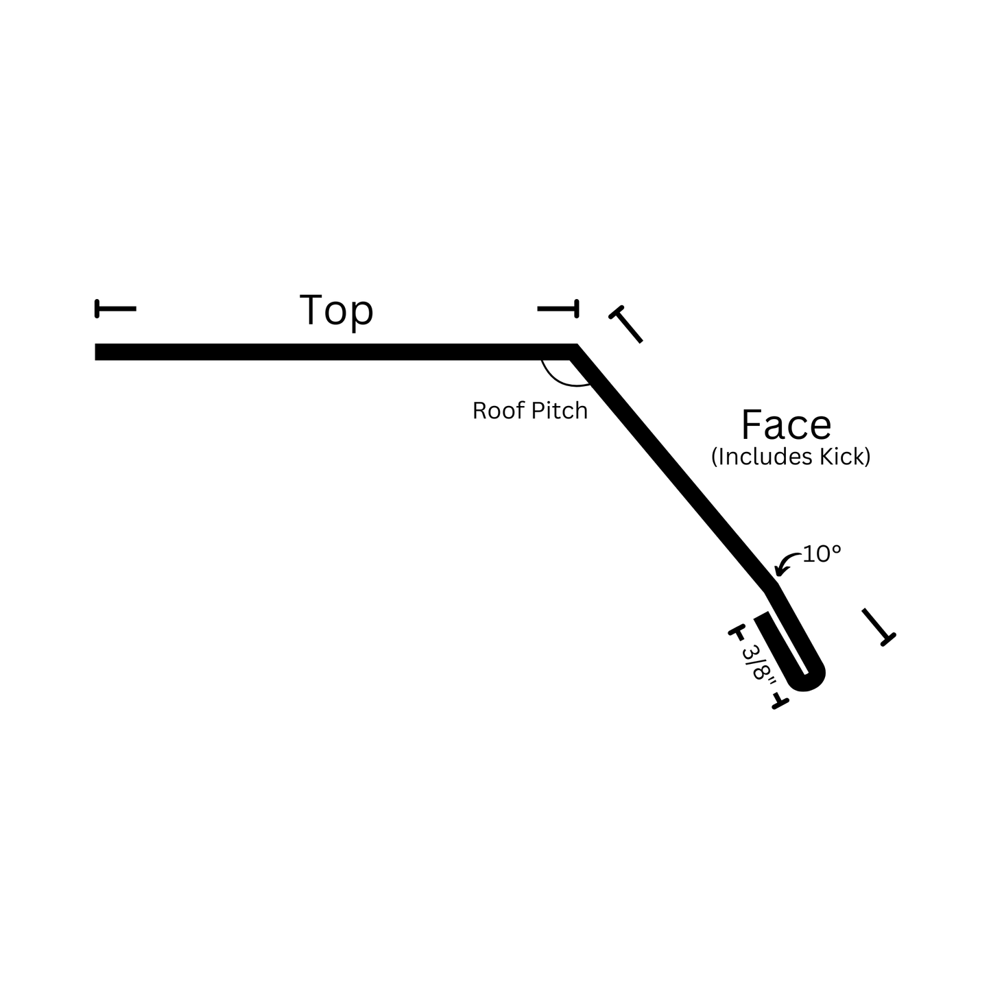 Mansard metal flashing with dimensions