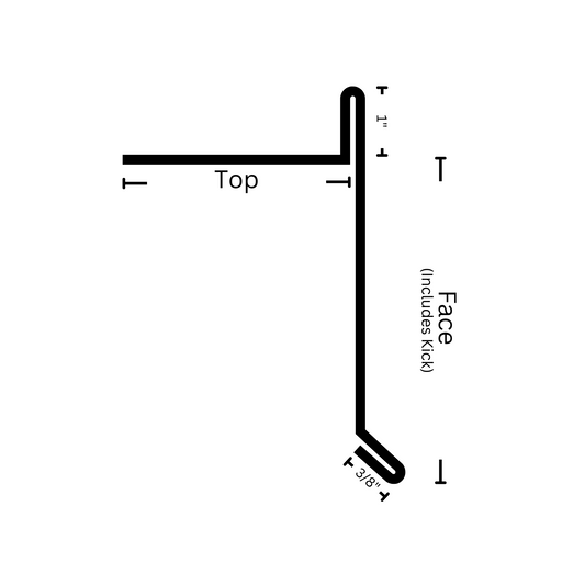 Gravel stop flashing with dimensions
