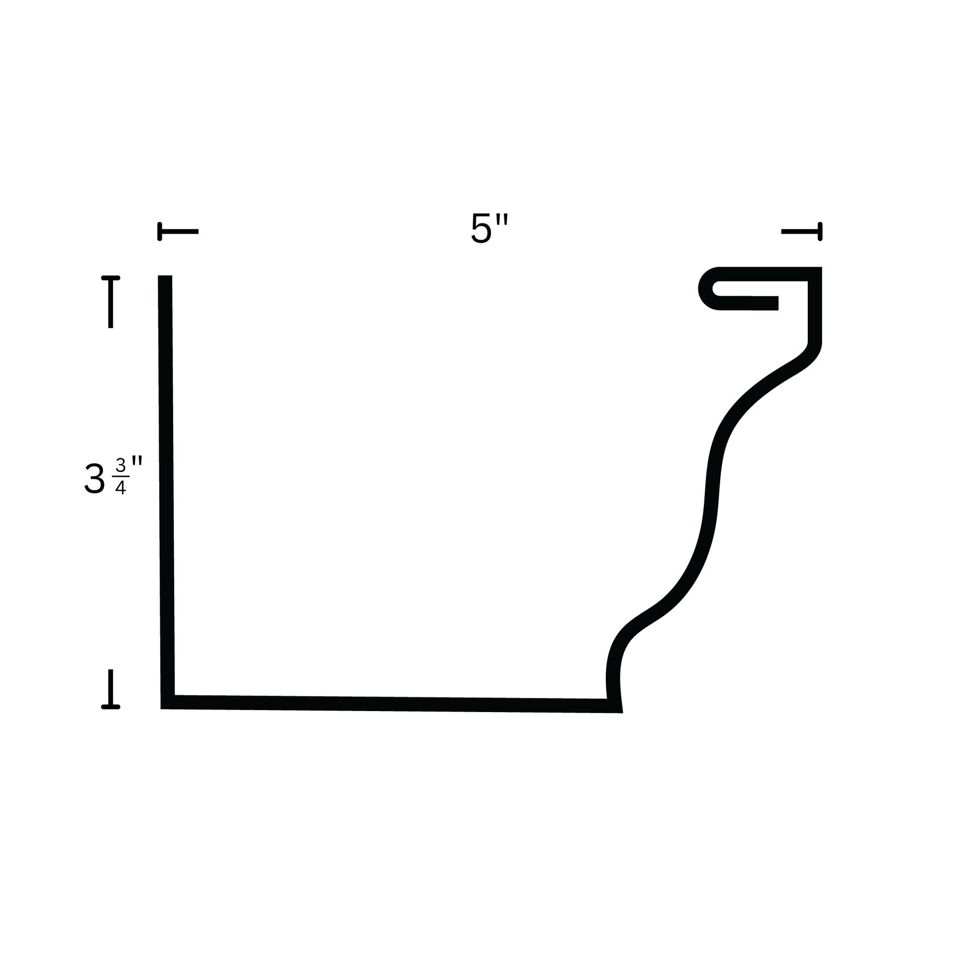 k style low back gutter with dimensions