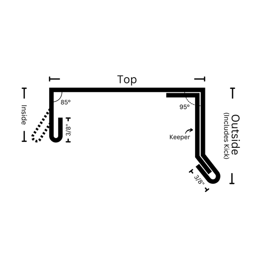 Parapet wall cap or coping metal with dimensions