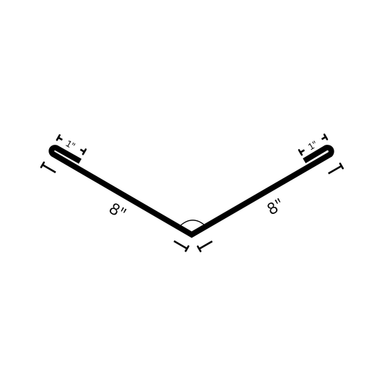 V Valley Metal Flashing with hems 8x8 inch dimensions