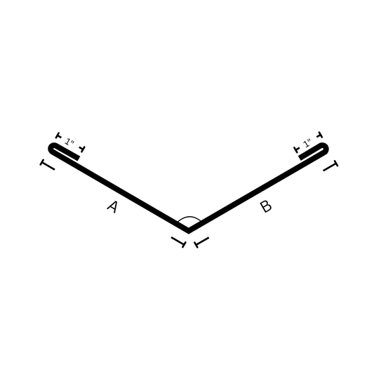 V Valley Metal Flashing with hems with dimensions