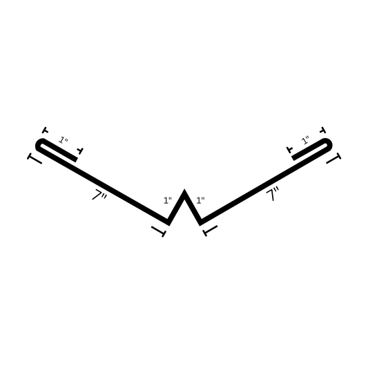 W valley metal flashing with hems 7x7 inch dimensions